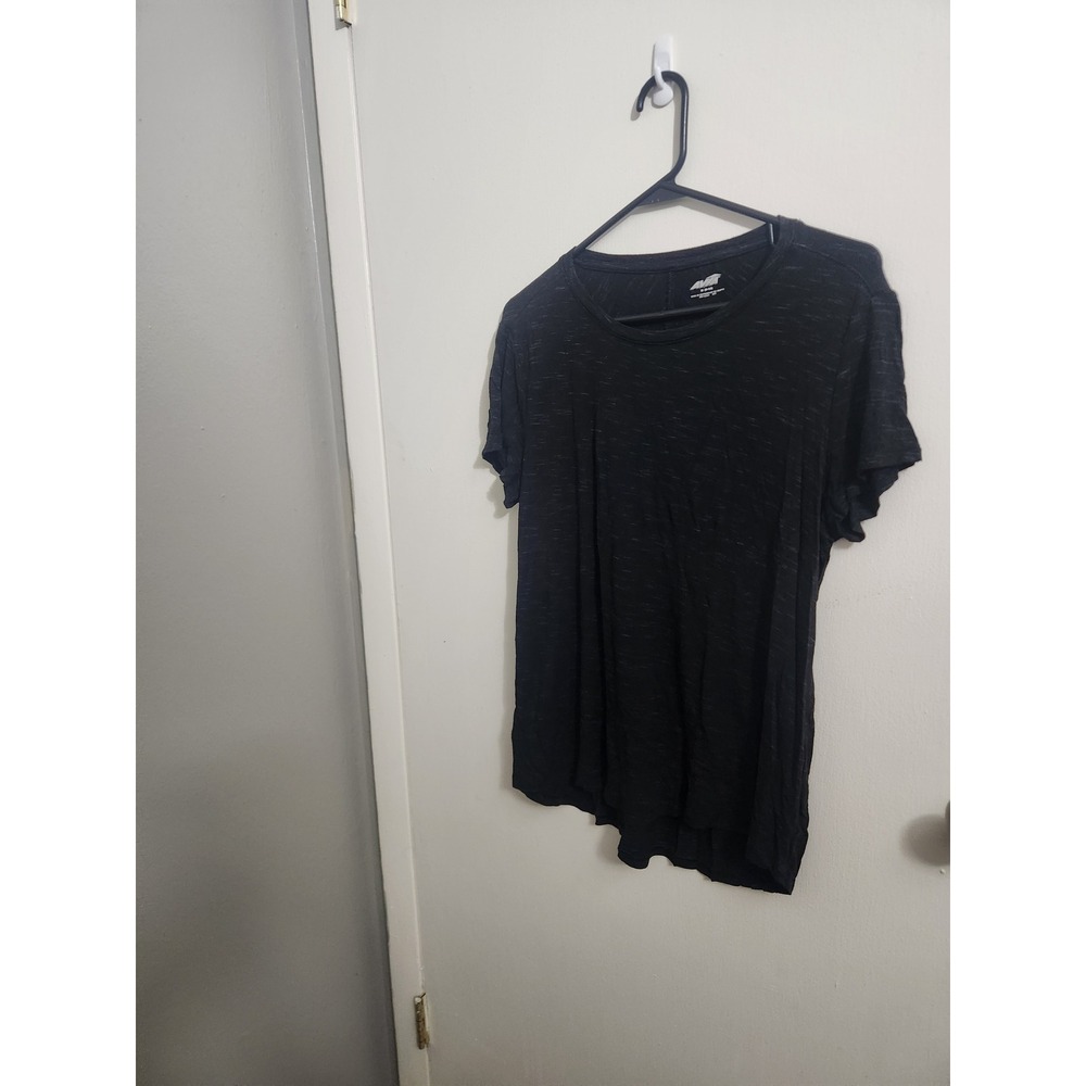 Avia Womens Space Dye Activewear T-Shirt Black Size M 8-10 Short Sleeve Crew